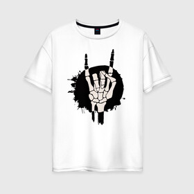 Женская футболка хлопок Oversize с принтом Вечный угар в Кировске, 100% хлопок | свободный крой, круглый ворот, спущенный рукав, длина до линии бедер
 | анархия | жесты | коза | панки | скелет