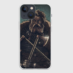 Чехол для iPhone 13 mini с принтом Викинг в Кировске,  |  | бородач | викинг | воин | воин с топорами | рисунок | топоры