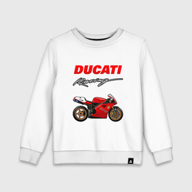 Детский свитшот хлопок с принтом DUCATI / ДУКАТИ / MOTOSPORT в Кировске, 100% хлопок | круглый вырез горловины, эластичные манжеты, пояс и воротник | ducati | motorcycle | motosport | racing | speed | sport | байк. | гонки | двигатель | дукати | мото | мотокросс | мотоспорт | мототриал | мотоцикл | скорость | спорт