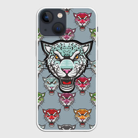 Чехол для iPhone 13 mini с принтом Леопард в Кировске,  |  | leopard | panthera | барс | большая кошка | животные | звери | кошки | леопард | морды | пантера | паттерн | пятна | хищники