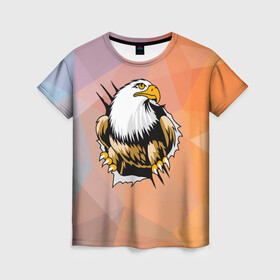 Женская футболка 3D с принтом Орел 3D в Кировске, 100% полиэфир ( синтетическое хлопкоподобное полотно) | прямой крой, круглый вырез горловины, длина до линии бедер | eagle | орел | орленок | орлиный взгляд | птица | птичка | хищная птица