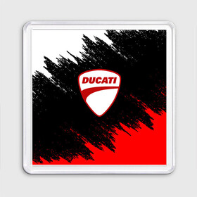 Магнит 55*55 с принтом DUCATI | ДУКАТИ БРЫЗГИ в Кировске, Пластик | Размер: 65*65 мм; Размер печати: 55*55 мм | Тематика изображения на принте: ducati | moto | motocycle | racing | sport | дукати | мото | мотоспорт | мотоцикл | рейсинг | спорт