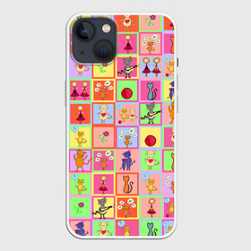 Чехол для iPhone 13 с принтом Хороший день в Кировске,  |  | девочки | дружба | котики | разноцветный | рыбка | счастье | узор | цветочный | шарики
