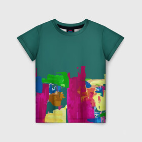 Детская футболка 3D с принтом Emerald Music в Кировске, 100% гипоаллергенный полиэфир | прямой крой, круглый вырез горловины, длина до линии бедер, чуть спущенное плечо, ткань немного тянется | абстракция | арт | изумрудный | краска | цвет