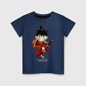 Детская футболка хлопок с принтом Monkey D. Luffy One Piece в Кировске, 100% хлопок | круглый вырез горловины, полуприлегающий силуэт, длина до линии бедер | anime | manga | monkey d. luffy | one piece | аниме | большой куш | ван пис | вон пис | капитан | король пиратов | луси | луфи | луффи | луффи но уми | луффи таро | манга | манки д. луффи | мугивара | пират | пятый император