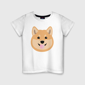 Детская футболка хлопок с принтом Shiba art в Кировске, 100% хлопок | круглый вырез горловины, полуприлегающий силуэт, длина до линии бедер | akita | art | dog | inu | shiba | акита | арт | ину | сиба | собака | шиба