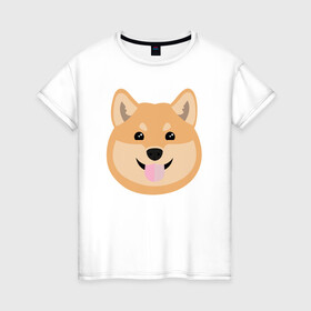Женская футболка хлопок с принтом Shiba art в Кировске, 100% хлопок | прямой крой, круглый вырез горловины, длина до линии бедер, слегка спущенное плечо | akita | art | dog | inu | shiba | акита | арт | ину | сиба | собака | шиба