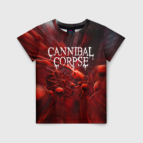 Детская футболка 3D с принтом Blood Cannibal Corpse | Труп Каннибала (Z) в Кировске, 100% гипоаллергенный полиэфир | прямой крой, круглый вырез горловины, длина до линии бедер, чуть спущенное плечо, ткань немного тянется | cannibal | cannibal corpse | corpse | death metal | deathgrind | алекс уэбстер | брутальный дэт метал | дэт метал | дэтграйнд | пол мазуркевич | роб барретт | труп каннибала