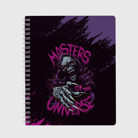 Тетрадь с принтом Masters of the Universe | Скелетор (Z) в Кировске, 100% бумага | 48 листов, плотность листов — 60 г/м2, плотность картонной обложки — 250 г/м2. Листы скреплены сбоку удобной пружинной спиралью. Уголки страниц и обложки скругленные. Цвет линий — светло-серый
 | he man | masters of the universe | she ra | skeletor | властелины вселенной | скелетор