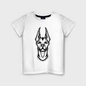 Детская футболка хлопок с принтом Доберман в Кировске, 100% хлопок | круглый вырез горловины, полуприлегающий силуэт, длина до линии бедер | doberman | dog | бойцовская | доберман | собака | собаки