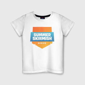 Детская футболка хлопок с принтом Summer Skirmish в Кировске, 100% хлопок | круглый вырез горловины, полуприлегающий силуэт, длина до линии бедер | Тематика изображения на принте: epic games | games | королевская битва | лето | фортнайт