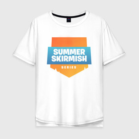 Мужская футболка хлопок Oversize с принтом Summer Skirmish в Кировске, 100% хлопок | свободный крой, круглый ворот, “спинка” длиннее передней части | epic games | games | королевская битва | лето | фортнайт