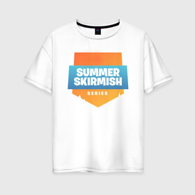 Женская футболка хлопок Oversize с принтом Summer Skirmish в Кировске, 100% хлопок | свободный крой, круглый ворот, спущенный рукав, длина до линии бедер
 | epic games | games | королевская битва | лето | фортнайт