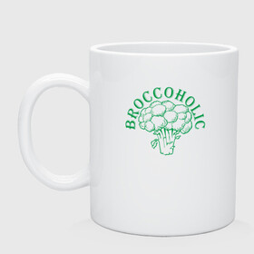 Кружка керамическая с принтом Broccoholic в Кировске, керамика | объем — 330 мл, диаметр — 80 мм. Принт наносится на бока кружки, можно сделать два разных изображения | Тематика изображения на принте: green | greenpaece | nature | sport | vegan | yoga | веган | вегетарианец | гринпис | еда | животные | жизнь | здоровье | зеленый | йога | мир | овощи | пища | планета | природа | растение | спорт | тело | фрукты