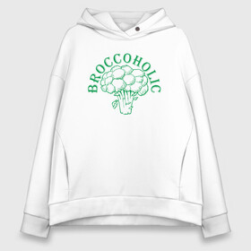 Женское худи Oversize хлопок с принтом Broccoholic в Кировске, френч-терри — 70% хлопок, 30% полиэстер. Мягкий теплый начес внутри —100% хлопок | боковые карманы, эластичные манжеты и нижняя кромка, капюшон на магнитной кнопке | Тематика изображения на принте: green | greenpaece | nature | sport | vegan | yoga | веган | вегетарианец | гринпис | еда | животные | жизнь | здоровье | зеленый | йога | мир | овощи | пища | планета | природа | растение | спорт | тело | фрукты