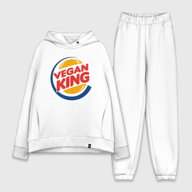 Женский костюм хлопок Oversize с принтом Vegan King в Кировске,  |  | green | greenpeace | nature | sport | vegan | yoga | веган | вегетарианец | гринпис | еда | животные | жизнь | здоровье | зеленый | йога | мир | овощи | пища | планета | природа | растение | спорт | тело | фрукты