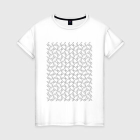 Женская футболка хлопок с принтом Пазл в Кировске, 100% хлопок | прямой крой, круглый вырез горловины, длина до линии бедер, слегка спущенное плечо | игра | очертания | пазл | сетка | элементы