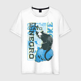 Мужская футболка хлопок с принтом EL cato в Кировске, 100% хлопок | прямой крой, круглый вырез горловины, длина до линии бедер, слегка спущенное плечо. | el cato | газета | кот | кошка | обложка | череп