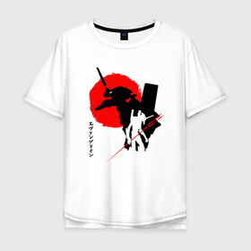 Мужская футболка хлопок Oversize с принтом ЕВА-02 | RED SUN в Кировске, 100% хлопок | свободный крой, круглый ворот, “спинка” длиннее передней части | anime | eva | evangelion | nerv | аниме | анимэ | ева | евангилион | нерв | роботы | рэй | синдзи | япония