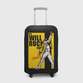 Чехол для чемодана 3D с принтом We will rock you в Кировске, 86% полиэфир, 14% спандекс | двустороннее нанесение принта, прорези для ручек и колес | Тематика изображения на принте: alternative | metall | music | queen | qween | rock | альтернатива | квин | куин | металл | музыка | рок | фредди меркьюри