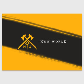 Поздравительная открытка с принтом New World - Brush в Кировске, 100% бумага | плотность бумаги 280 г/м2, матовая, на обратной стороне линовка и место для марки
 | Тематика изображения на принте: amazon | covenant | game | games | logo | marauders | new | new world | rpg | syndicate | world | амазон | ворлд | игра | игры | ковенанты | краска | лого | марадеры | мир | новый | нью | нью ворлд | рпг | синдикат