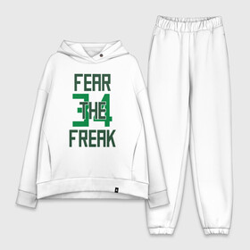 Женский костюм хлопок Oversize с принтом Fear The Freak 34 в Кировске,  |  | antetokounmpo | basketball | bucks | giannis | milwaukee | mvp | nba | sport | streetball | адетокумбо | бакс | баскетбол | игра | милуоки | мяч | нба | олень | спорт | стритбол | тренер | чемпион | янис