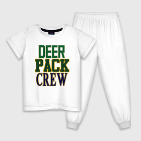 Детская пижама хлопок с принтом Deer Pack Crew в Кировске, 100% хлопок |  брюки и футболка прямого кроя, без карманов, на брюках мягкая резинка на поясе и по низу штанин
 | antetokounmpo | basketball | bucks | giannis | milwaukee | mvp | nba | sport | streetball | адетокумбо | бакс | баскетбол | игра | милуоки | мяч | нба | олень | спорт | стритбол | тренер | чемпион | янис