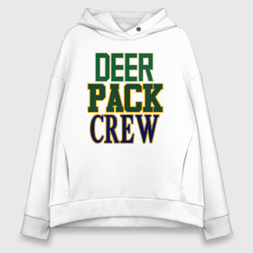 Женское худи Oversize хлопок с принтом Deer Pack Crew в Кировске, френч-терри — 70% хлопок, 30% полиэстер. Мягкий теплый начес внутри —100% хлопок | боковые карманы, эластичные манжеты и нижняя кромка, капюшон на магнитной кнопке | Тематика изображения на принте: antetokounmpo | basketball | bucks | giannis | milwaukee | mvp | nba | sport | streetball | адетокумбо | бакс | баскетбол | игра | милуоки | мяч | нба | олень | спорт | стритбол | тренер | чемпион | янис