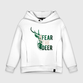 Детское худи Oversize хлопок с принтом Fear The Deer в Кировске, френч-терри — 70% хлопок, 30% полиэстер. Мягкий теплый начес внутри —100% хлопок | боковые карманы, эластичные манжеты и нижняя кромка, капюшон на магнитной кнопке | Тематика изображения на принте: antetokounmpo | basketball | bucks | giannis | milwaukee | mvp | nba | sport | streetball | адетокумбо | бакс | баскетбол | игра | милуоки | мяч | нба | олень | спорт | стритбол | тренер | чемпион | янис