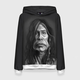 Женская толстовка 3D с принтом Steven Tyler | AEROSMITH (Z) в Кировске, 100% полиэстер  | двухслойный капюшон со шнурком для регулировки, мягкие манжеты на рукавах и по низу толстовки, спереди карман-кенгуру с мягким внутренним слоем. | aerosmith | rock | steven tyler | айросмит | блюз рок | брэд уитфорд | глэм метал | глэм рок | джо перри | джоуи крамер | музыка | рок | рок н ролл | стивен тайлер | том хэмилтон | хард рок