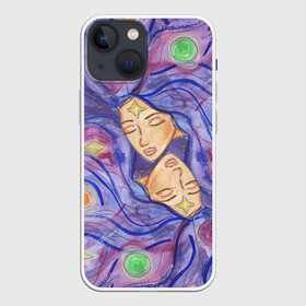 Чехол для iPhone 13 mini с принтом Галактика в Кировске,  |  | dream | galaxy | girl | planet | акварель | галактика | девушки | звёзды | космос | планеты | рисунок | синий | сон | спокойствие | сумерки | туманности | фиолетовый