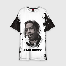 Детское платье 3D с принтом АСАП | ASAP ROCKY (Z) в Кировске, 100% полиэстер | прямой силуэт, чуть расширенный к низу. Круглая горловина, на рукавах — воланы | Тематика изображения на принте: america | asap | asap rocky | black rap | music | rap | raper | testing | usa | америка | асап | асап роки | зарубежная музыка | музыка | музыкант | реп | репер | сша | тестин | черный реп