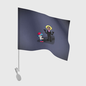 Флаг для автомобиля с принтом Бойфренд и Монстр в Кировске, 100% полиэстер | Размер: 30*21 см | boyfriend | fnf | friday night funkin | бойфренд | игра | монстр | персонажи | фридей найт фанкин