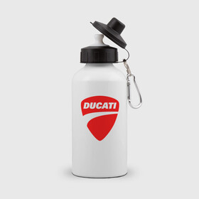 Бутылка спортивная с принтом DUCATI ДУКАТИ ЭМБЛЕМА в Кировске, металл | емкость — 500 мл, в комплекте две пластиковые крышки и карабин для крепления | Тематика изображения на принте: ducati | moto | motocycle | racing | sport | дукати | мото | мотоспорт | мотоцикл | рейсинг | спорт