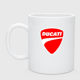 Кружка керамическая с принтом DUCATI ДУКАТИ ЭМБЛЕМА в Кировске, керамика | объем — 330 мл, диаметр — 80 мм. Принт наносится на бока кружки, можно сделать два разных изображения | Тематика изображения на принте: ducati | moto | motocycle | racing | sport | дукати | мото | мотоспорт | мотоцикл | рейсинг | спорт