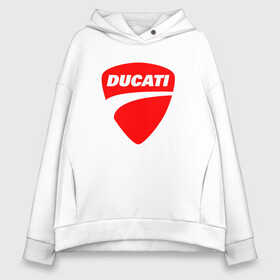 Женское худи Oversize хлопок с принтом DUCATI ДУКАТИ ЭМБЛЕМА в Кировске, френч-терри — 70% хлопок, 30% полиэстер. Мягкий теплый начес внутри —100% хлопок | боковые карманы, эластичные манжеты и нижняя кромка, капюшон на магнитной кнопке | ducati | moto | motocycle | racing | sport | дукати | мото | мотоспорт | мотоцикл | рейсинг | спорт