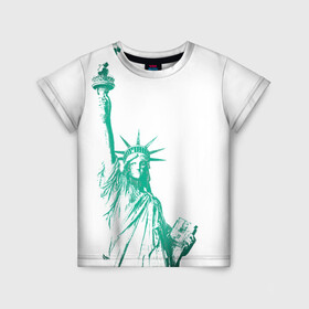 Детская футболка 3D с принтом Статуя Свободы в Кировске, 100% гипоаллергенный полиэфир | прямой крой, круглый вырез горловины, длина до линии бедер, чуть спущенное плечо, ткань немного тянется | америка | нью йорк | свобода | статуя свободы | сша