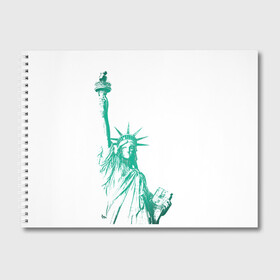 Альбом для рисования с принтом Статуя Свободы в Кировске, 100% бумага
 | матовая бумага, плотность 200 мг. | Тематика изображения на принте: америка | нью йорк | свобода | статуя свободы | сша
