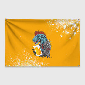 Флаг-баннер с принтом Пивозавр - Взрыв в Кировске, 100% полиэстер | размер 67 х 109 см, плотность ткани — 95 г/м2; по краям флага есть четыре люверса для крепления | dinosaur | pivo | pivozavr | взрыв | динозавр | краска | прикол