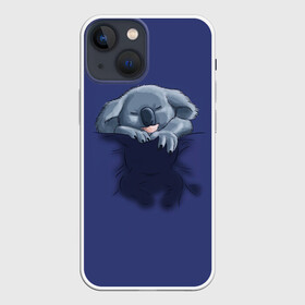 Чехол для iPhone 13 mini с принтом Спящая коала в Кировске,  |  | Тематика изображения на принте: koala | арт | детеныш | детёныш коалы | животное | зверь | карман на груди | коала | малыш | медведь | медвежонок | милота | милые животные | милые звери | милые зверьки | мимими | мишка | ребенок