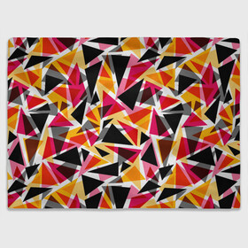 Плед 3D с принтом Разноцветные треугольники в Кировске, 100% полиэстер | закругленные углы, все края обработаны. Ткань не мнется и не растягивается | абстрактный | геометрические фигуры | геометрический узор | желтый | красный | полигональный | разноцветный | треугольники | черный