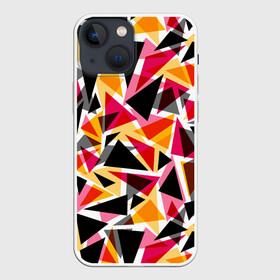 Чехол для iPhone 13 mini с принтом Разноцветные треугольники в Кировске,  |  | абстрактный | геометрические фигуры | геометрический узор | желтый | красный | полигональный | разноцветный | треугольники | черный