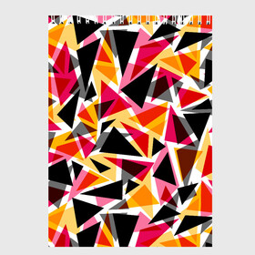 Скетчбук с принтом Разноцветные треугольники в Кировске, 100% бумага
 | 48 листов, плотность листов — 100 г/м2, плотность картонной обложки — 250 г/м2. Листы скреплены сверху удобной пружинной спиралью | Тематика изображения на принте: абстрактный | геометрические фигуры | геометрический узор | желтый | красный | полигональный | разноцветный | треугольники | черный