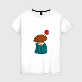 Женская футболка хлопок с принтом Больной в Кировске, 100% хлопок | прямой крой, круглый вырез горловины, длина до линии бедер, слегка спущенное плечо | mushroom | болезнь | градусник | гриб | клизма | мультяшка | плед | смайл