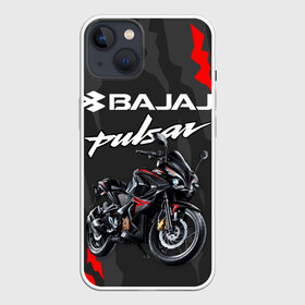 Чехол для iPhone 13 с принтом BAJAJ PULSAR   БАДЖАДЖ ПУЛЬСАР в Кировске,  |  | avenger. | bajaj | boxer | dominar | motorcycle | motosport | pulsar | racing | speed | sport | баджадж | байк | гонки | двигатель | мото | мотокросс | мотоспорт | мототриал | мотоцикл | скорость | спорт