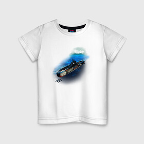 Детская футболка хлопок с принтом Подводная лодка в Кировске, 100% хлопок | круглый вырез горловины, полуприлегающий силуэт, длина до линии бедер | день вмф | иллюстрация | лодка | море | моряк | подводник