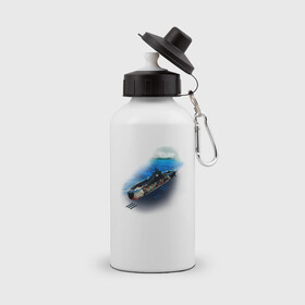 Бутылка спортивная с принтом Подводная лодка в Кировске, металл | емкость — 500 мл, в комплекте две пластиковые крышки и карабин для крепления | Тематика изображения на принте: день вмф | иллюстрация | лодка | море | моряк | подводник