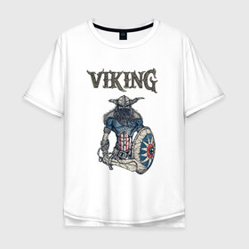 Мужская футболка хлопок Oversize с принтом Викинг | Viking | Воин (Z) в Кировске, 100% хлопок | свободный крой, круглый ворот, “спинка” длиннее передней части | scandinavian | skull | valhala | valhalla | viking | vikings | warriros | вальхала | викинг | воин | скандинавия | скандинавская мифология | череп