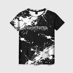 Женская футболка 3D с принтом Phasmophobia  краска в Кировске, 100% полиэфир ( синтетическое хлопкоподобное полотно) | прямой крой, круглый вырез горловины, длина до линии бедер | horror | phasmophobia | игра | пхасмафобия | пхасмофобия | фазмофобия | фасмофобия | хоррор