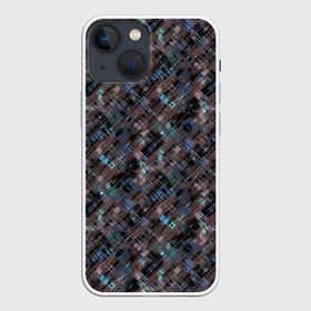 Чехол для iPhone 13 mini с принтом Коричневый абстрактный узор в Кировске,  |  | абстрактный | камуфляжный | милитари | мужской | пестрый | темно коричневый | штрихи